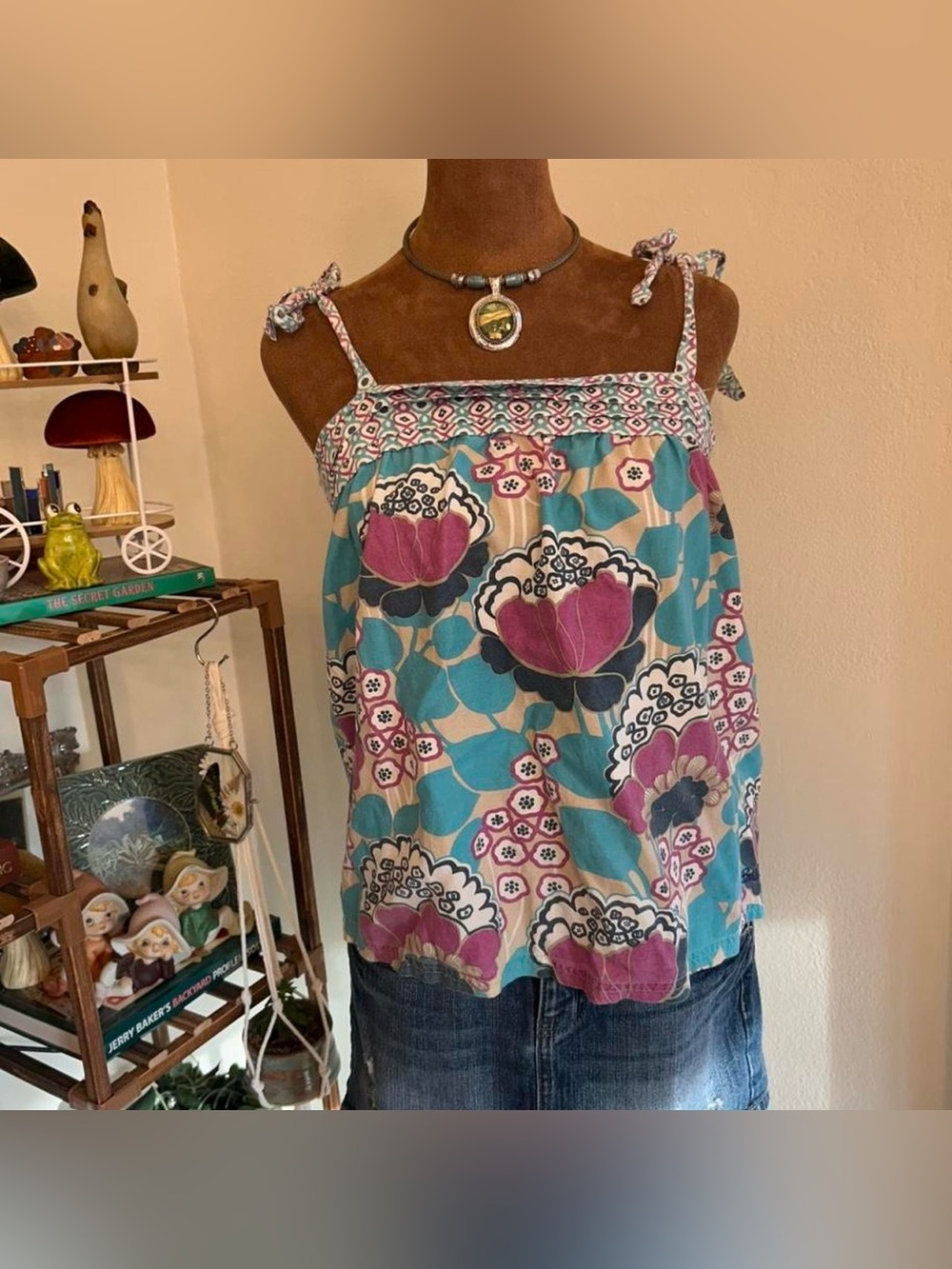 Y2K Surfcore Preppy Blue + Purple Floral Tank Top by Billabong